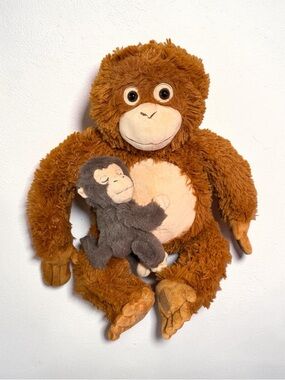 Plush Brown Orangutan with Baby Stuffed Animal